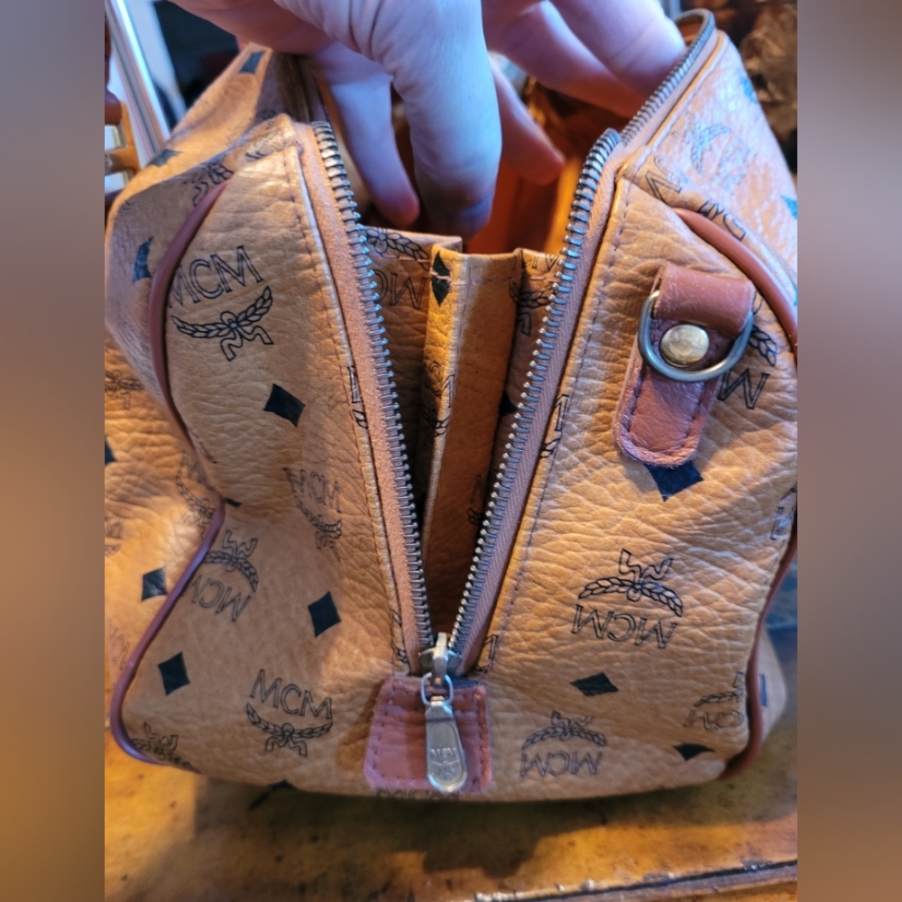 MCM Cognac Visetos Satchel Bag - Picture 5 of 9